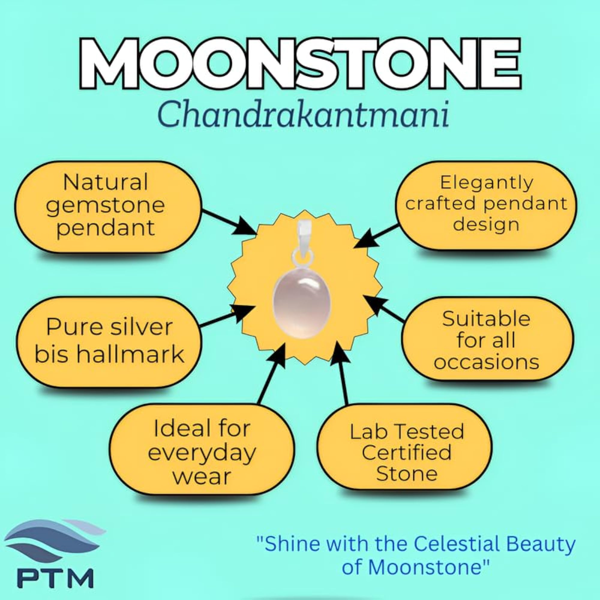 Natural Moonstone 925 Sterling Silver Pendant, Astrological Gift